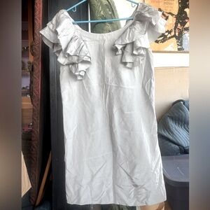 Floreat Anthropologie lovelace manor shift Gray Silk Ruffle Sleeve Shift Dress S